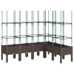 vidaXL Jardinieră de grădină cu spalier, maro, 160x120x142,5 cm, PP