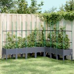 vidaXL Jardinieră de grădină cu spalier, albastru gri, 200x160x142,5 cm, PP