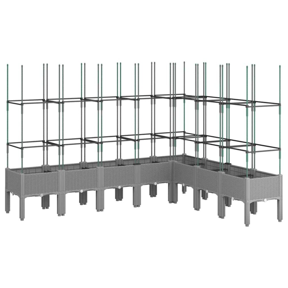 vidaXL Jardinieră de grădină cu spalier gri deschis 200x160x142,5cm PP