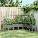 vidaXL Jardinieră de grădină cu spalier gri deschis 200x160x142,5cm PP vidaXL Jardinieră de grădină cu spalier gri deschis 200x160x142,5cm PP