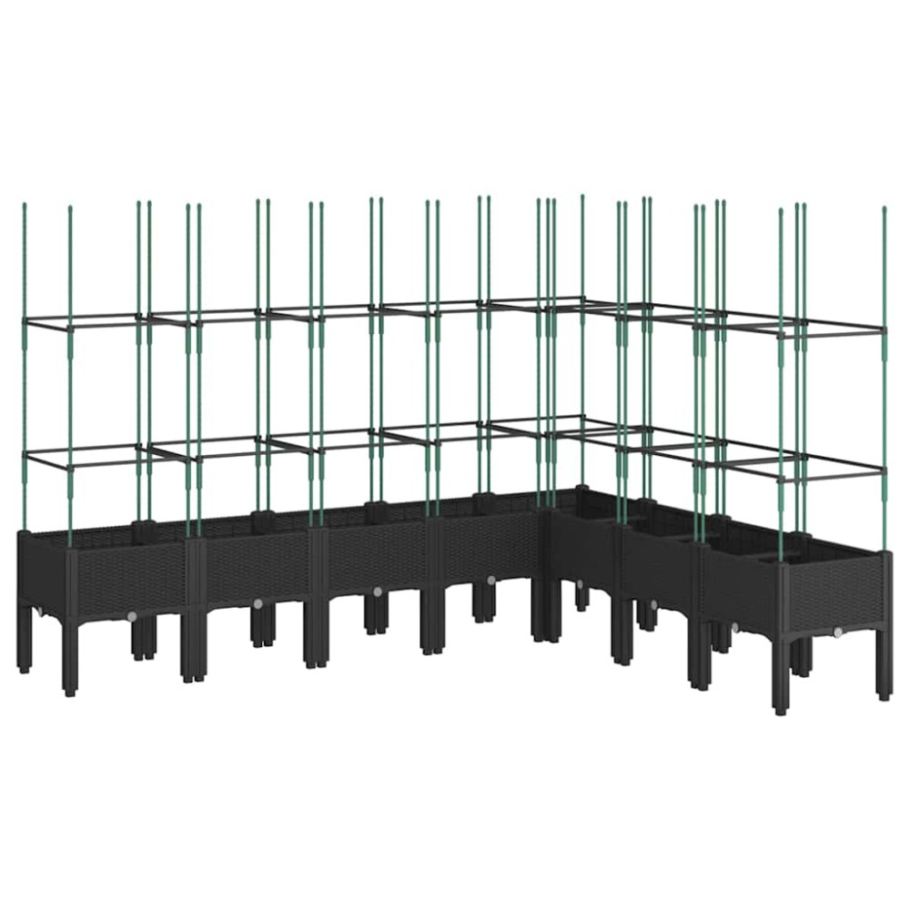 vidaXL Jardinieră de grădină cu spalier, negru, 200x160x142,5 cm, PP