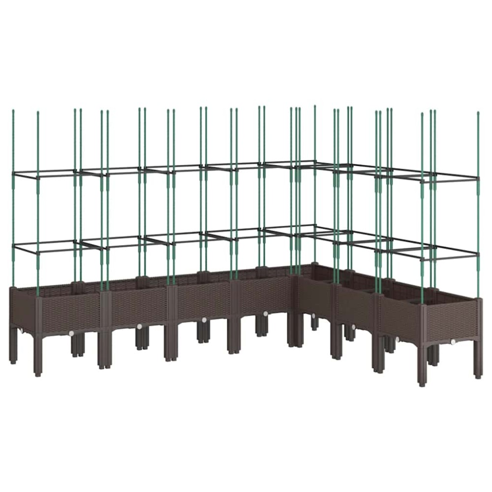 vidaXL Jardinieră de grădină cu spalier, maro, 200x160x142,5 cm, PP