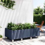 vidaXL Jardinieră de grădină cu picioare, albastru gri, 150x80x54 cm, PP