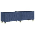 vidaXL Jardinieră de grădină cu picioare, albastru gri, 160x50x54 cm, PP