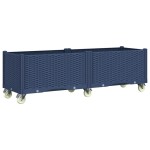 vidaXL Jardinieră de grădină cu picioare, albastru gri, 160x50x54 cm, PP