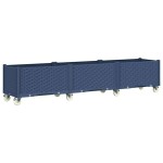 vidaXL Jardinieră de grădină cu picioare, albastru gri, 240x50x54 cm, PP