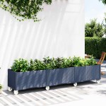 vidaXL Jardinieră de grădină cu picioare, albastru gri, 240x50x54 cm, PP