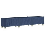 vidaXL Jardinieră de grădină cu picioare, albastru gri, 240x50x54 cm, PP