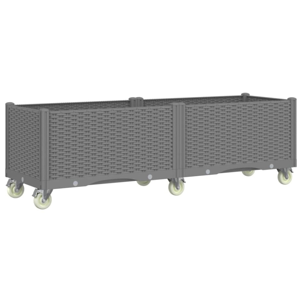 vidaXL Jardinieră de grădină cu picioare, gri deschis, 160x50x54cm, PP