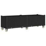 vidaXL Jardinieră de grădină cu picioare, negru, 160x50x54 cm, PP