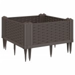 vidaXL Jardinieră de grădină cu țăruși, maro, 42,5x42,5x28,5 cm, PP vidaXL Jardinieră de grădină cu țăruși, maro, 42,5x42,5x28,5 cm, PP