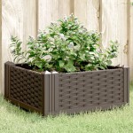 vidaXL Jardinieră de grădină cu țăruși, maro, 42,5x42,5x28,5 cm, PP vidaXL Jardinieră de grădină cu țăruși, maro, 42,5x42,5x28,5 cm, PP