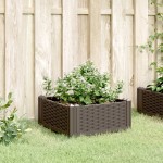 vidaXL Jardinieră de grădină cu țăruși, maro, 42,5x42,5x28,5 cm, PP vidaXL Jardinieră de grădină cu țăruși, maro, 42,5x42,5x28,5 cm, PP