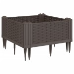 vidaXL Jardinieră de grădină cu țăruși, maro, 42,5x42,5x28,5 cm, PP vidaXL Jardinieră de grădină cu țăruși, maro, 42,5x42,5x28,5 cm, PP