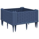 vidaXL Jardinieră de grădină cu țăruși, albastru gri, 42,5x42,5x28,5 cm, PP