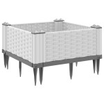 vidaXL Jardinieră de grădină cu țăruși, alb, 42,5x42,5x28,5 cm, PP vidaXL Jardinieră de grădină cu țăruși, alb, 42,5x42,5x28,5 cm, PP