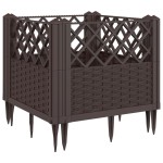vidaXL Jardinieră de grădină cu țăruși, maro, 43,5x43,5x43,5 cm, PP vidaXL Jardinieră de grădină cu țăruși, maro, 43,5x43,5x43,5 cm, PP