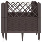 vidaXL Jardinieră de grădină cu țăruși, maro, 43,5x43,5x43,5 cm, PP vidaXL Jardinieră de grădină cu țăruși, maro, 43,5x43,5x43,5 cm, PP