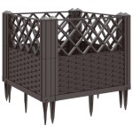 vidaXL Jardinieră de grădină cu țăruși, maro, 43,5x43,5x43,5 cm, PP vidaXL Jardinieră de grădină cu țăruși, maro, 43,5x43,5x43,5 cm, PP