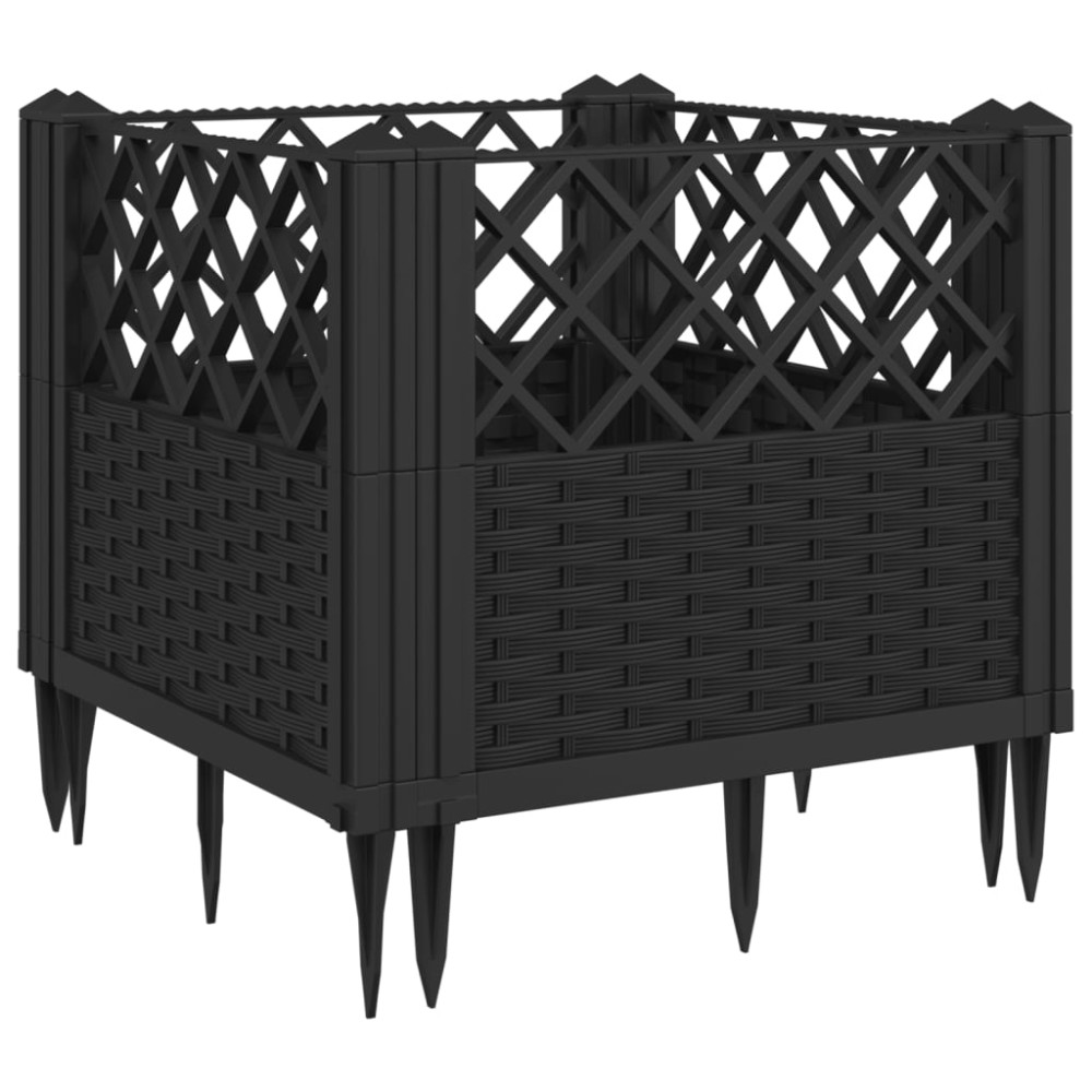 vidaXL Jardinieră de grădină cu spalier, negru, 43,5x43,5x43,5 cm, PP