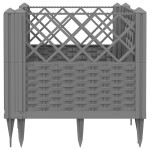 vidaXL Jardinieră grădină cu țăruși gri deschis, 43,5x43,5x43,5 cm, PP vidaXL Jardinieră grădină cu țăruși gri deschis, 43,5x43,5x43,5 cm, PP