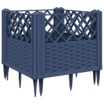 vidaXL Jardinieră de grădină cu țăruși, albastru gri, 43,5x43,5x43,5 cm, PP