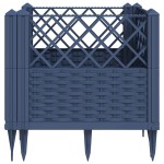 vidaXL Jardinieră de grădină cu țăruși, albastru gri, 43,5x43,5x43,5 cm, PP