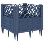 vidaXL Jardinieră de grădină cu țăruși, albastru gri, 43,5x43,5x43,5 cm, PP