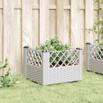 vidaXL Jardinieră de grădină cu țăruși, alb, 43,5x43,5x43,5 cm, PP