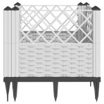 vidaXL Jardinieră de grădină cu țăruși, alb, 43,5x43,5x43,5 cm, PP