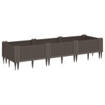 vidaXL Jardinieră de grădină cu țăruși, maro, 125x40x28,5 cm, PP vidaXL Jardinieră de grădină cu țăruși, maro, 125x40x28,5 cm, PP