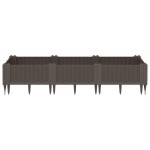 vidaXL Jardinieră de grădină cu țăruși, maro, 125x40x28,5 cm, PP vidaXL Jardinieră de grădină cu țăruși, maro, 125x40x28,5 cm, PP