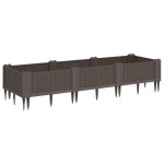 vidaXL Jardinieră de grădină cu țăruși, maro, 125x40x28,5 cm, PP vidaXL Jardinieră de grădină cu țăruși, maro, 125x40x28,5 cm, PP