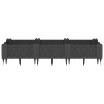 vidaXL Jardinieră de grădină cu țăruși, negru, 125x40x28,5 cm, PP vidaXL Jardinieră de grădină cu țăruși, negru, 125x40x28,5 cm, PP