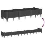 vidaXL Jardinieră de grădină cu țăruși, negru, 125x40x28,5 cm, PP vidaXL Jardinieră de grădină cu țăruși, negru, 125x40x28,5 cm, PP