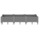 vidaXL Jardinieră grădină cu țăruși, gri deschis, 125x40x28,5 cm PP