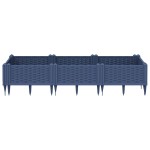vidaXL Jardinieră de grădină cu țăruși, albastru gri, 125x40x28,5 cm, PP