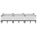 vidaXL Jardinieră de grădină cu țăruși, alb, 125x40x28,5 cm, PP