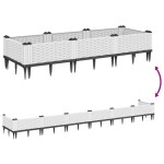 vidaXL Jardinieră de grădină cu țăruși, alb, 125x40x28,5 cm, PP