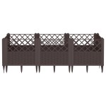 vidaXL Jardinieră de grădină cu țăruși, maro, 123,5x43,5x43,5 cm, PP