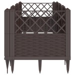 vidaXL Jardinieră de grădină cu țăruși, maro, 123,5x43,5x43,5 cm, PP