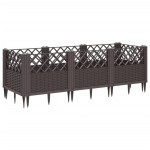 vidaXL Jardinieră de grădină cu țăruși, maro, 123,5x43,5x43,5 cm, PP