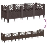 vidaXL Jardinieră de grădină cu țăruși, maro, 123,5x43,5x43,5 cm, PP