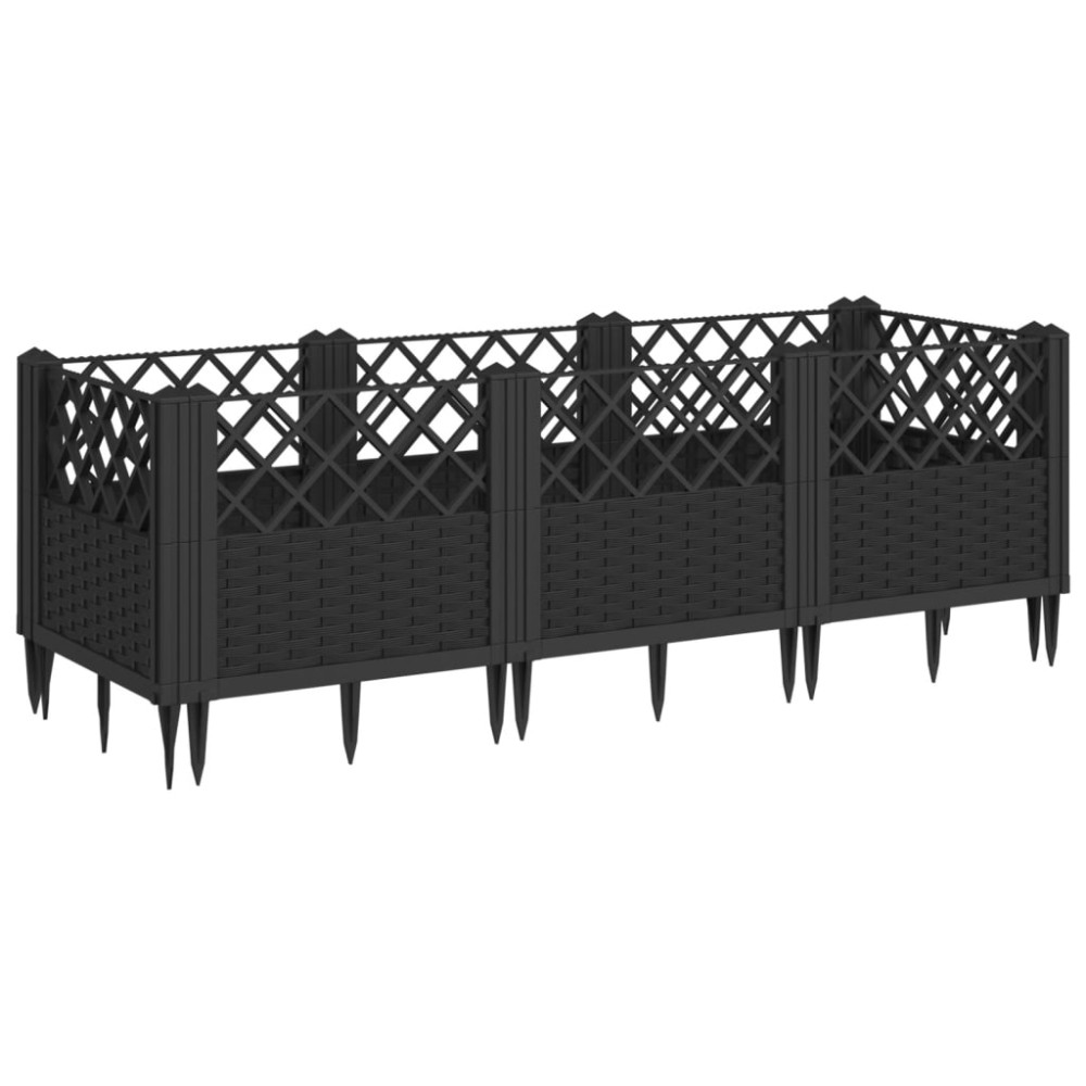 vidaXL Jardinieră de grădină cu spalier, negru, 123,5x43,5x43,5 cm, PP