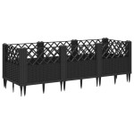 vidaXL Jardinieră de grădină cu spalier, negru, 123,5x43,5x43,5 cm, PP