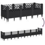 vidaXL Jardinieră de grădină cu spalier, negru, 123,5x43,5x43,5 cm, PP