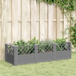 vidaXL Jardinieră grădină cu țăruși gri deschis 123,5x43,5x43,5 cm PP vidaXL Jardinieră grădină cu țăruși gri deschis 123,5x43,5x43,5 cm PP