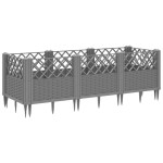 vidaXL Jardinieră grădină cu țăruși gri deschis 123,5x43,5x43,5 cm PP vidaXL Jardinieră grădină cu țăruși gri deschis 123,5x43,5x43,5 cm PP