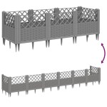 vidaXL Jardinieră grădină cu țăruși gri deschis 123,5x43,5x43,5 cm PP vidaXL Jardinieră grădină cu țăruși gri deschis 123,5x43,5x43,5 cm PP