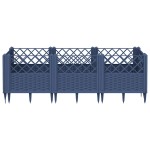 vidaXL Jardinieră de grădină cu țăruși, albastru gri, 123,5x43,5x43,5 cm, PP